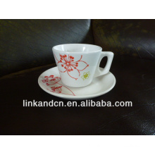 Haonai A010314 copo de café fino simples e pires conjunto, copo branco super